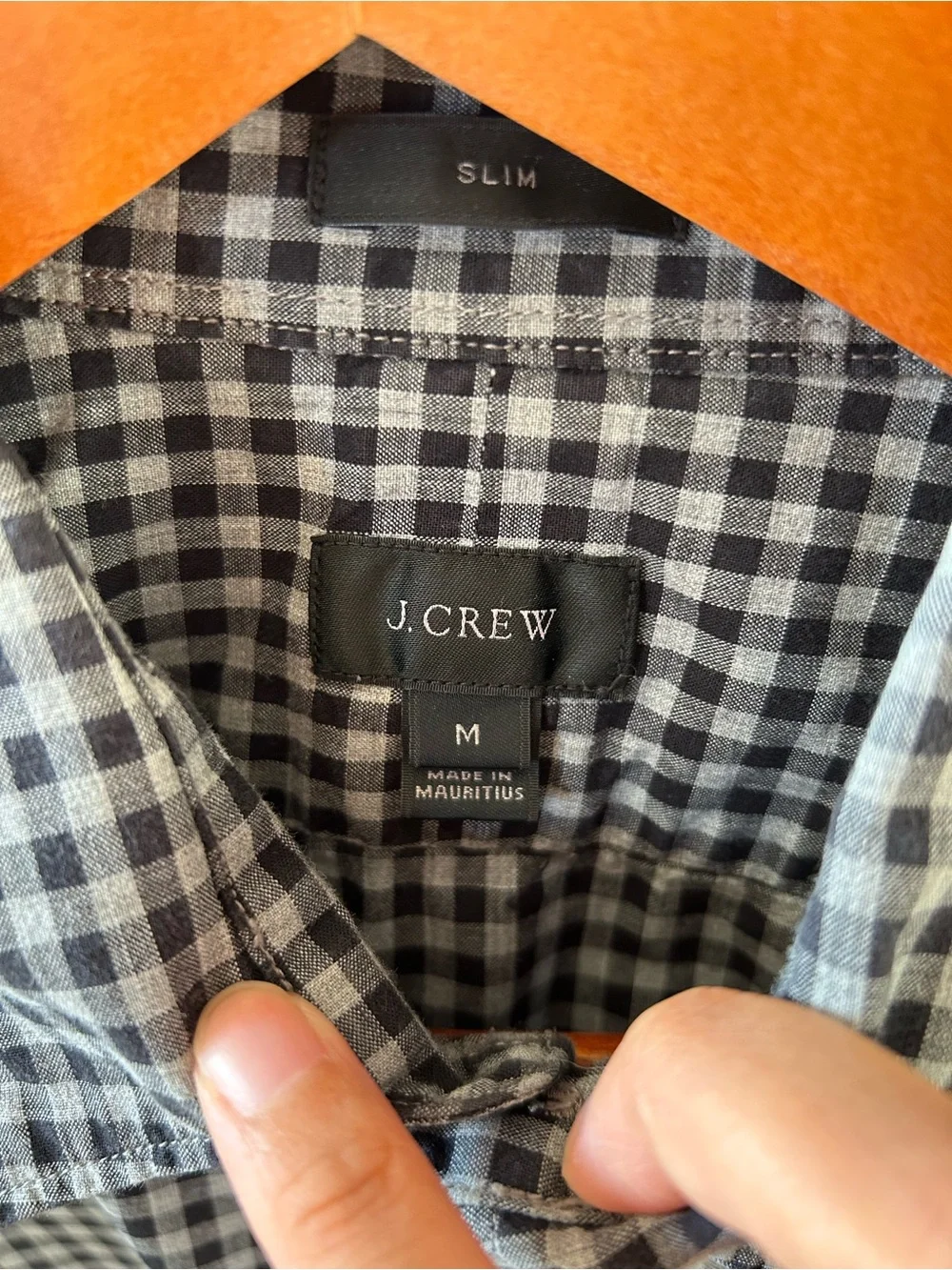 J. Crew Black and White Gingham Button-Down Shirt Slim Fit Medium Male